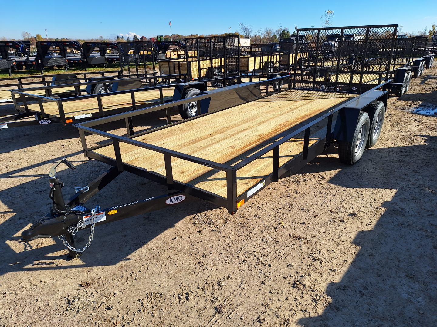 New 2026 AMO 76x16 Lowside Landscape Trailer 1 Axle Brake, Led Lights and Spring Assist Gate
