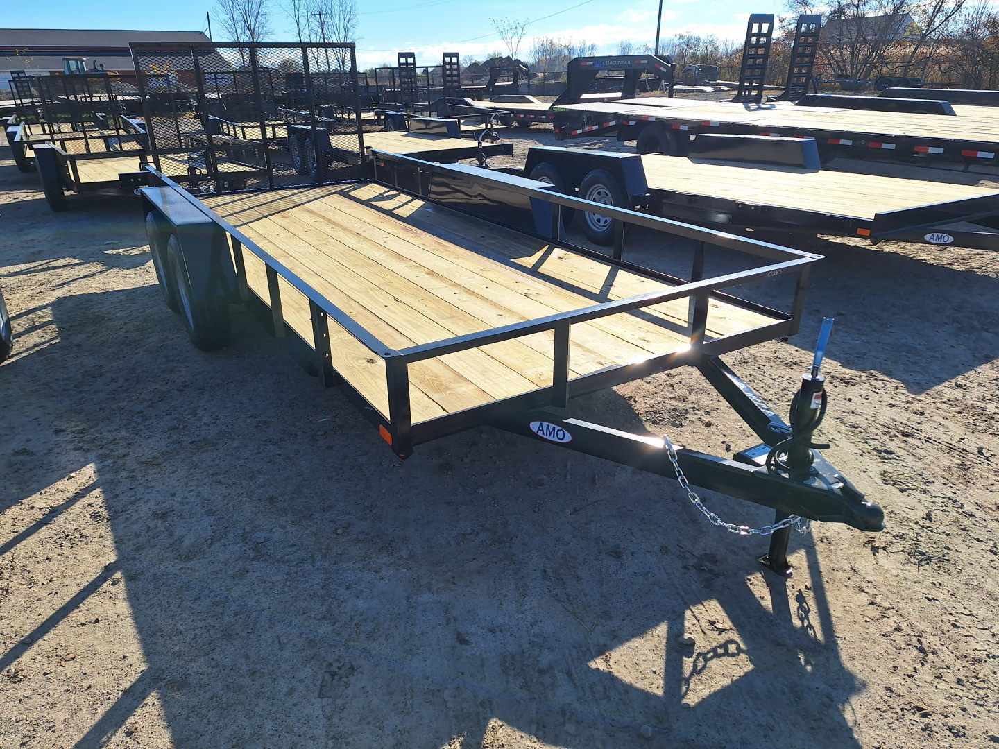 New 2026 AMO 76x16 Lowside Landscape Trailer 1 Axle Brake, Led Lights and Spring Assist Gate