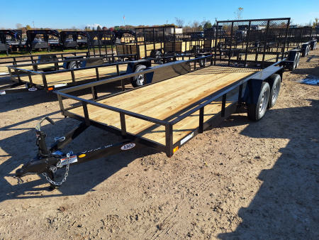 New 2026 AMO 76x16 Lowside Landscape Trailer 1 Axle Brake, Led Lights and Spring Assist Gate