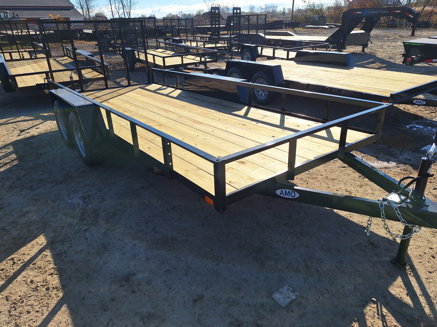 New 2026 AMO 76x16 Lowside Landscape Trailer 1 Axle Brake, Led Lights and Spring Assist Gate