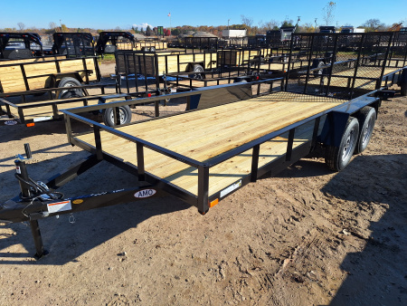 New 2026 AMO 76x16 Lowside Landscape Trailer 1 Axle Brake, Led Lights and Spring Assist Gate