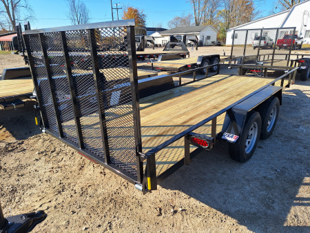 New 2026 AMO 76x16 Lowside Landscape Trailer 1 Axle Brake, Led Lights and Spring Assist Gate