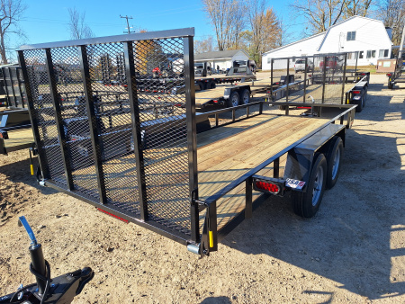 New 2026 AMO 76x16 Lowside Landscape Trailer W/ Led Lights and Spring Assist Gate