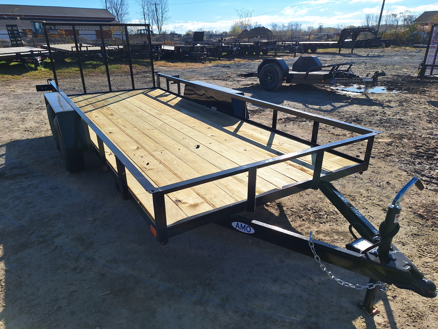 New 2026 AMO 76x16 Lowside Landscape Trailer 1 Axle Brake, Led Lights and Spring Assist Gate