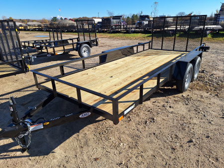 New 2026 AMO 76x16 Lowside Landscape Trailer 1 Axle Brake, Led Lights and Spring Assist Gate