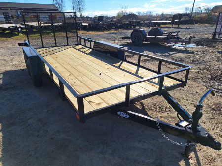 New 2026 AMO 76x16 Lowside Landscape Trailer 1 Axle Brake, Led Lights and Spring Assist Gate