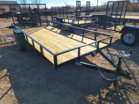 New 2026 AMO 76x14 Lowside Landscape Trailer W/ Brakes, Led Lights and Spring Assist Gate