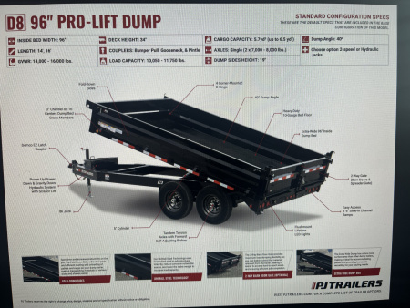 New 2026 PJ Trailers 96"X16' DECKOVER DUMP TRAILER W/FOLD DOWN SIDES