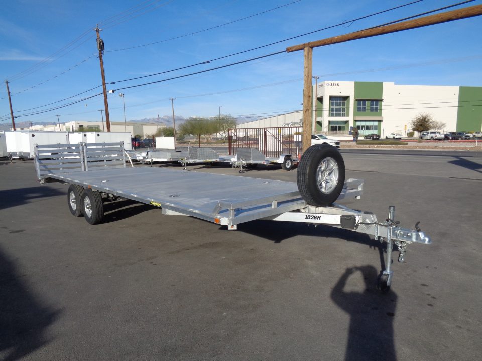 Used 2022 Aluma * 1026H * 26Ft Tandem Axle Deck Over 10k Aluminum Utility Trailer