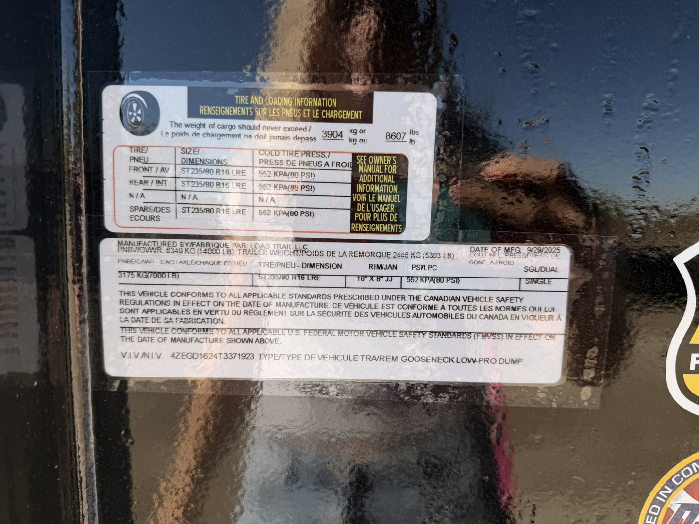 New 2026 Load Trail 7-16-4H Telescopic Gooseneck Dump 7K Axles