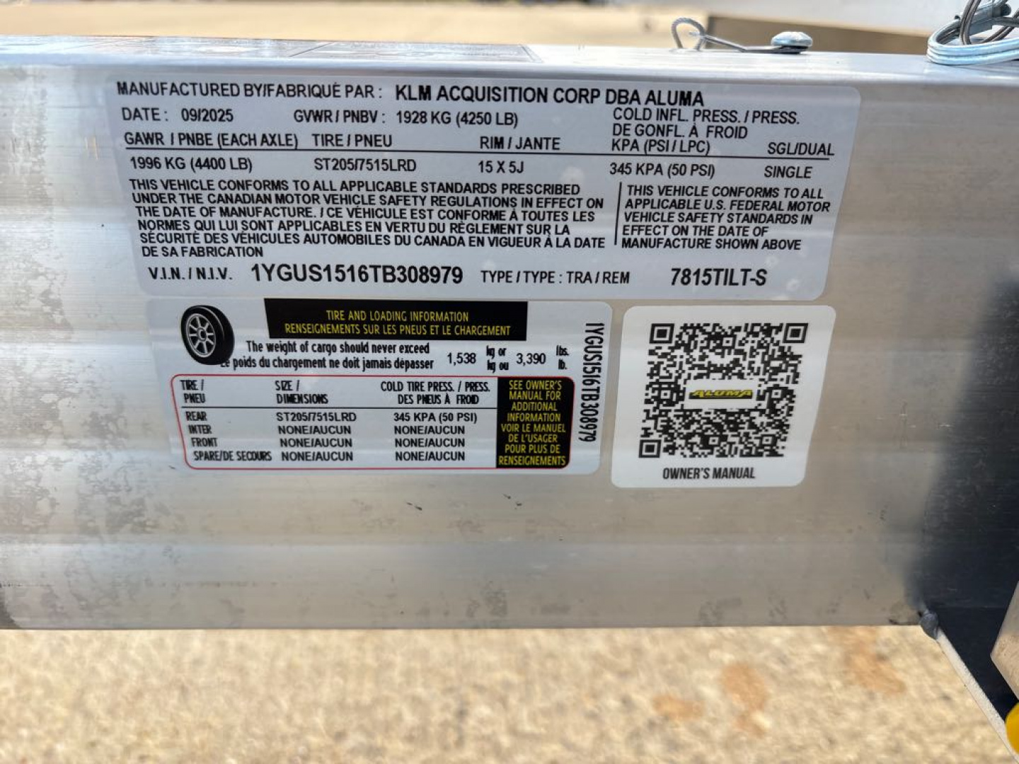 New 2026 Aluma 7815TILT-S-EL Utility Trailer