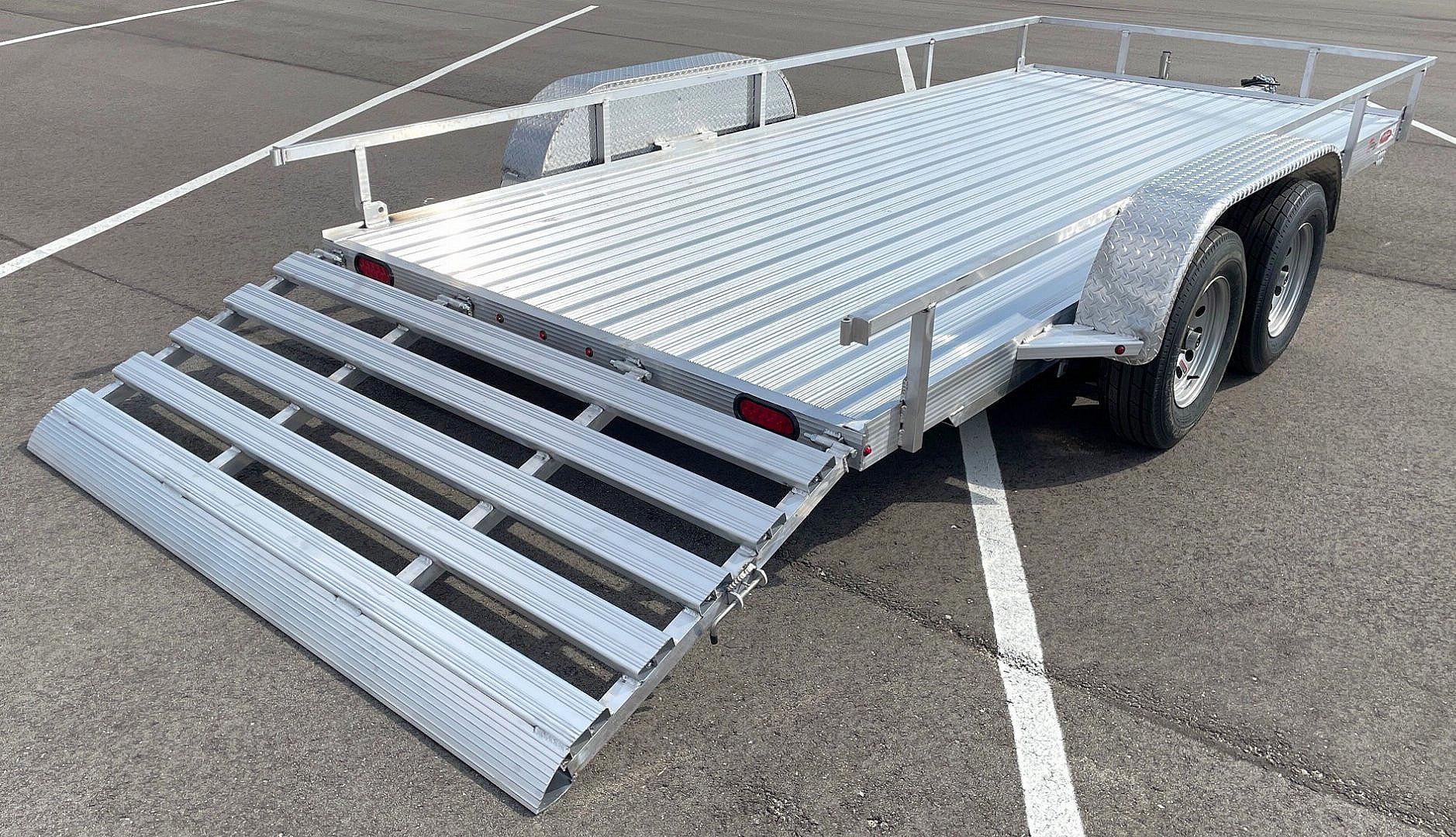 New Cherokee Aluminum 81" x 16' Tandem Axle Utility Trailer: 7000 GVWR, 42" Ramp Gate