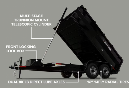 New 2026 Texas Pride/U.S Built 7x14x3 TA , 16K axles Dump Trailer