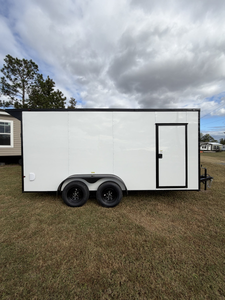 New 2026 South River 7x16TA 7' Tall .080 PolyCor Blackout Package Rear Wing Spoiler Cargo / Enclosed Trailer