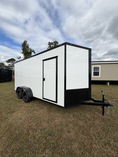 New 2026 South River 7x16TA 7' Tall .080 PolyCor Blackout Package Rear Wing Spoiler Cargo / Enclosed Trailer