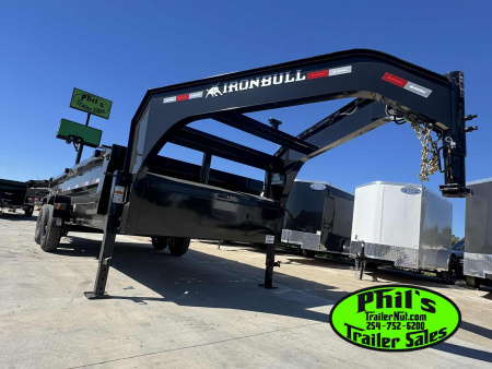 New 2026 Iron Bull 16' GOOSENECK DUMP TRAILER Dump Trailer TELESCOPIC LIFT NEW ALUMINUM RAMPS