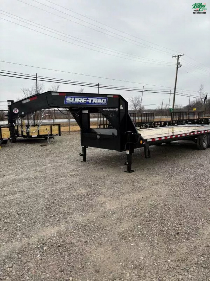New 2025 Sure-Trac 8.5x20+5 Heavy Duty Low Profile Gooseneck Beavertail Deckover Trailer 15K