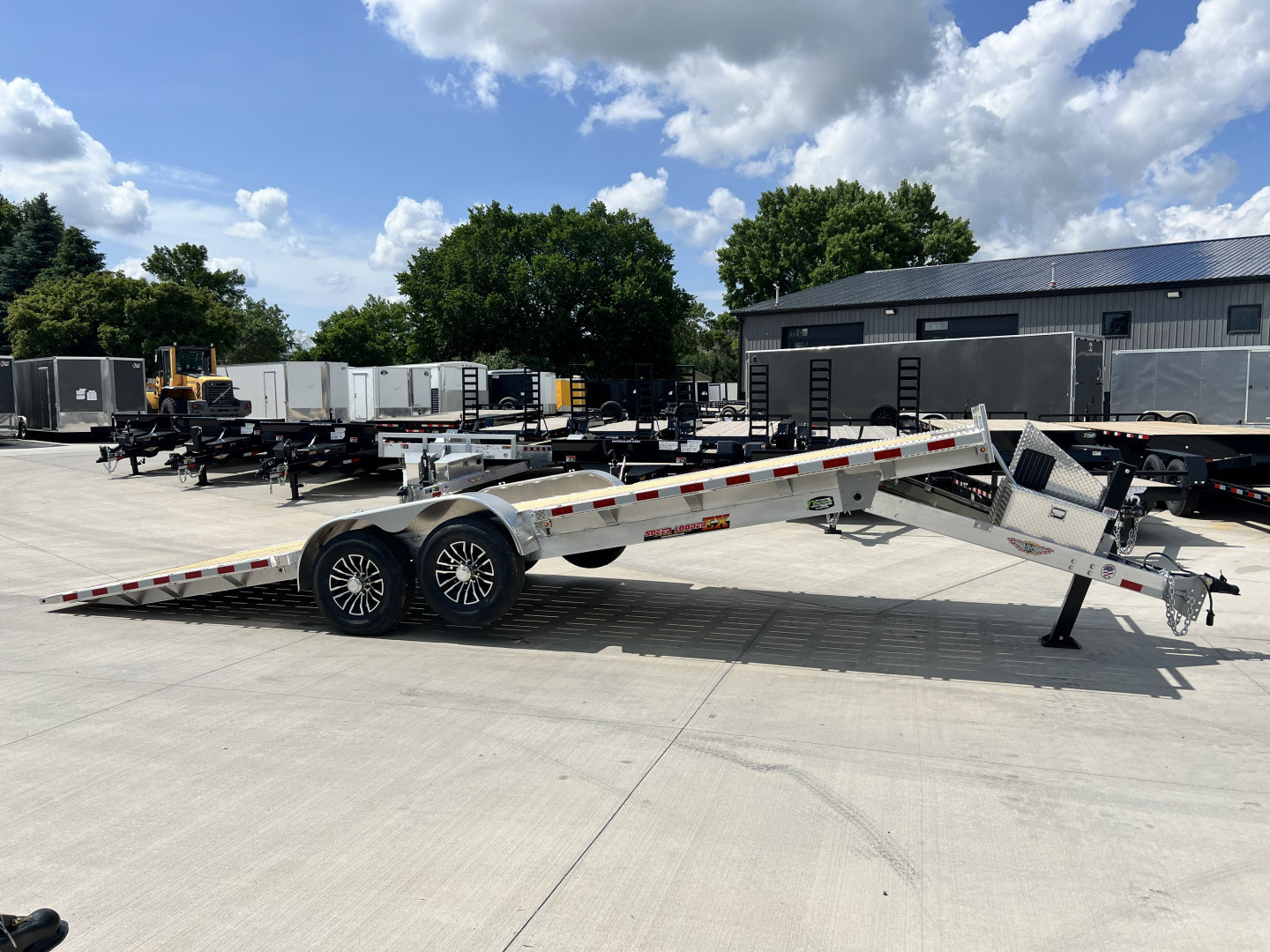 New NEW 2026 H&H Speedloader ALUMINUM EXTRA WIDE HYDRAULIC Jack 24’ POWER TILTbed flatbed Trailer 2-7000 lb axles =14K