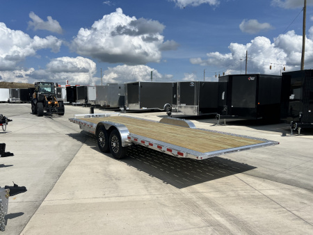 New NEW 2026 H&H Speedloader ALUMINUM EXTRA WIDE HYDRAULIC Jack 24’ POWER TILTbed flatbed Trailer 2-7000 lb axles =14K