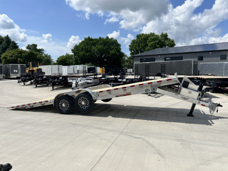 New NEW 2026 H&H Speedloader ALUMINUM EXTRA WIDE HYDRAULIC Jack 24’ POWER TILTbed flatbed Trailer 2-7000 lb axles =14K