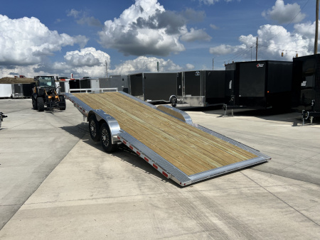 New NEW 2026 H&H Speedloader ALUMINUM EXTRA WIDE HYDRAULIC Jack 24’ POWER TILTbed flatbed Trailer 2-7000 lb axles =14K