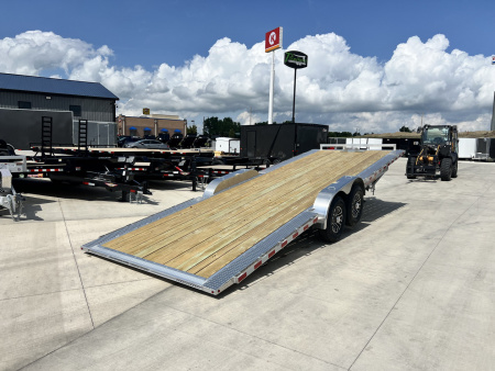 New NEW 2026 H&H Speedloader ALUMINUM EXTRA WIDE HYDRAULIC Jack 24’ POWER TILTbed flatbed Trailer 2-7000 lb axles =14K