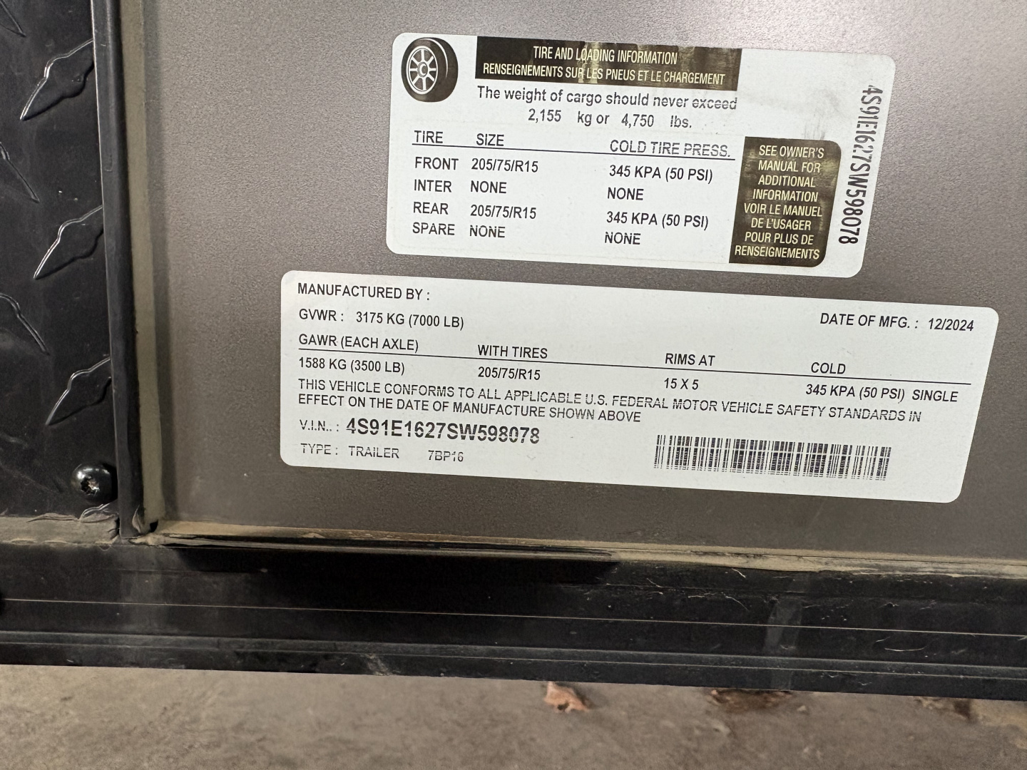 Used 2025 Sawyer Trailers Cargo 7x16x84 7k Cargo / Enclosed Trailer