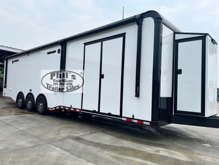 New Haulmark 8.5X34 EDGE PRO RACE TRAILER Car / Racing Trailer TWO ELECTRIC AWNINGS , AIRLINES & TONGUE BOX!