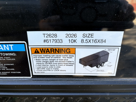 New 2026 H&H Trailers 8'5" x 16' 10K Black Out Left 48" Door Cargo / Enclosed Trailer