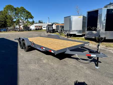 New 2026 Triple Crown Trailers 7X18 CAR HAULER 7K P/T WOOD DECK Equipment Trailer