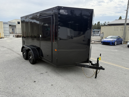 New 2026 Rock Solid Cargo 7x12 Rear Ramp Door Black Out 7K Cargo / Enclosed Trailer
