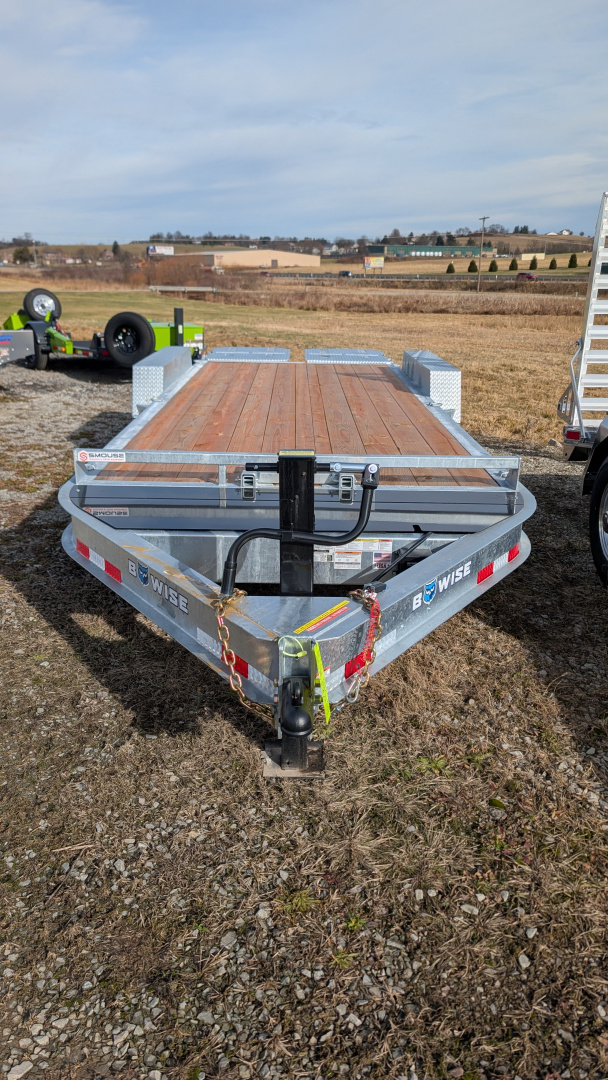 New 2026 BWise 20' (17+3) HD Lo Pro GALVANIZED Equipment Hauler w/ Full Width Self Leveling Ramps & Self Cleaning Dove Tail