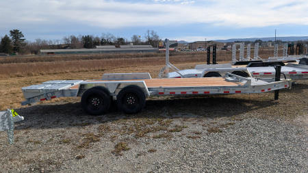 New 2026 BWise 20' (17+3) HD Lo Pro GALVANIZED Equipment Hauler w/ Full Width Self Leveling Ramps & Self Cleaning Dove Tail