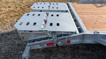 New 2026 BWise 20' (17+3) HD Lo Pro GALVANIZED Equipment Hauler w/ Full Width Self Leveling Ramps & Self Cleaning Dove Tail