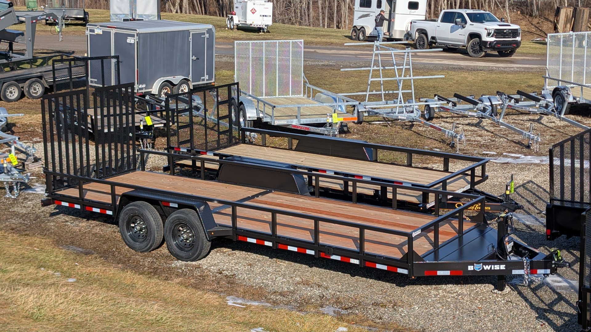 New 2026 BWise 22' HD Lo Pro Equipment Hauler w/ Landscape Gate (14K GVW!!!)