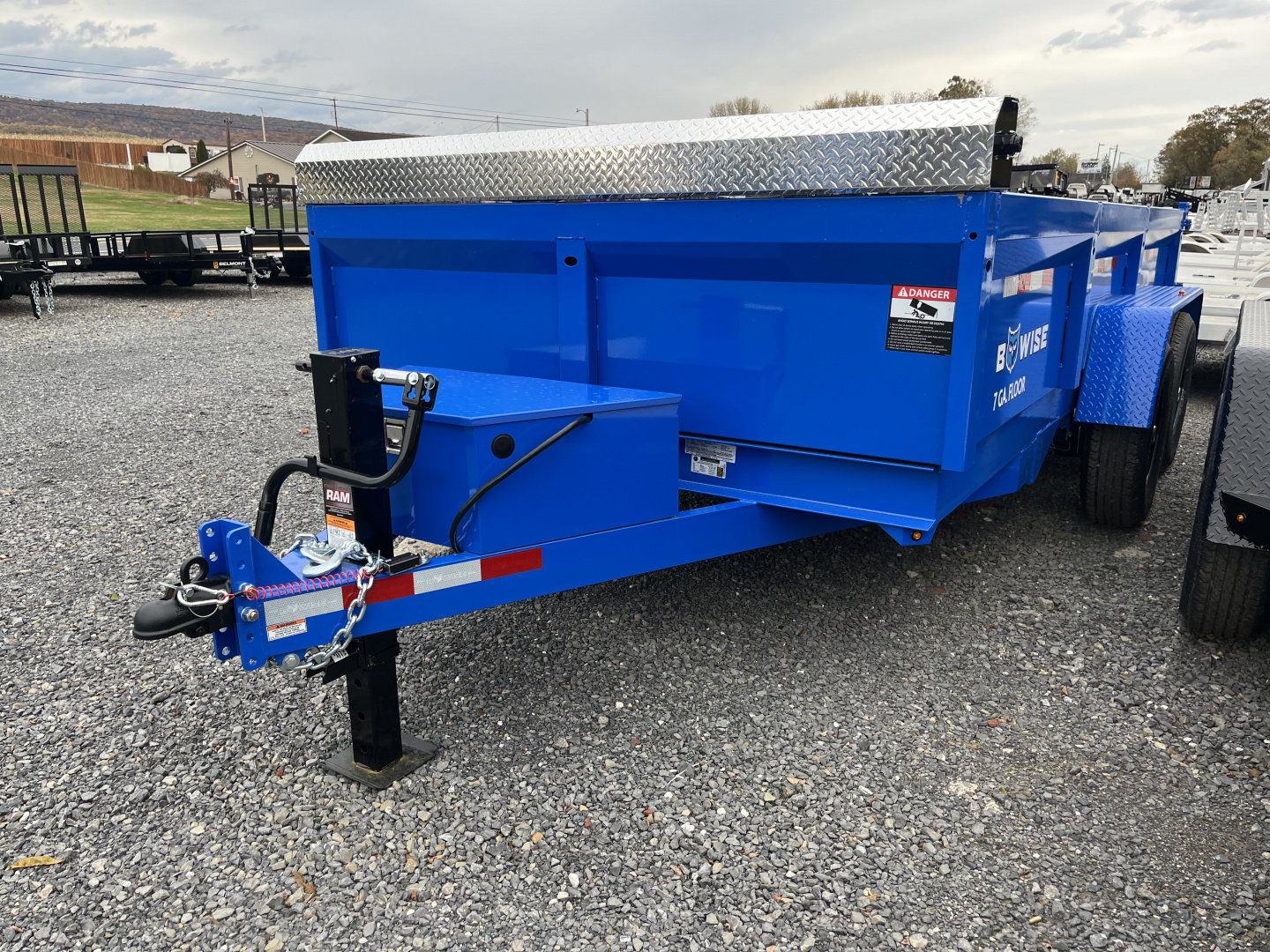 New 2026 BWise 7x14 -14K Dump Trailer - Ramps - Tarp Kit - 7 GA Floor - BLUE