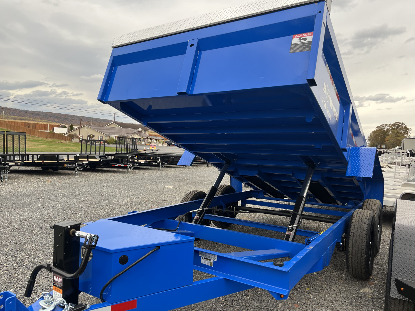 New 2026 BWise 7x14 -14K Dump Trailer - Ramps - Tarp Kit - 7 GA Floor - BLUE