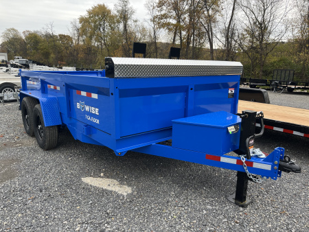 New 2026 BWise 7x14 -14K Dump Trailer - Ramps - Tarp Kit - 7 GA Floor - BLUE