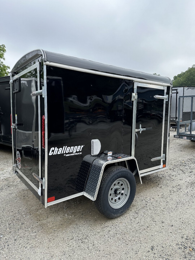 New 2026 Homesteader Trailer / Challenger Series / 5x8 / 5'7" Interior Height / Single Swing Rear Door / 32" Side Door / 24" Stoneguard / .030 Black Aluminum
