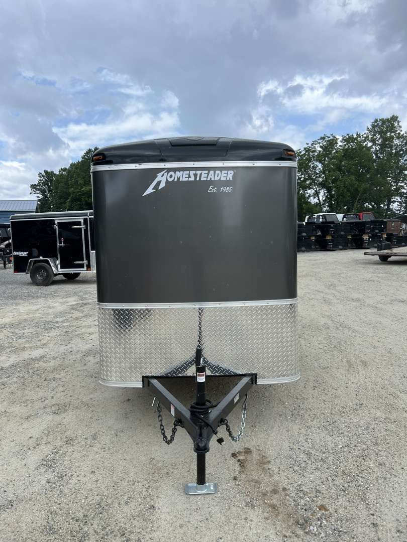 New 2026 Homesteader Trailer / Challenger Series / 5x8 / 5'7" Interior Height / Single Swing Rear Door / 32" Side Door / 24" Stoneguard / .030 Charcoal Gray Aluminum