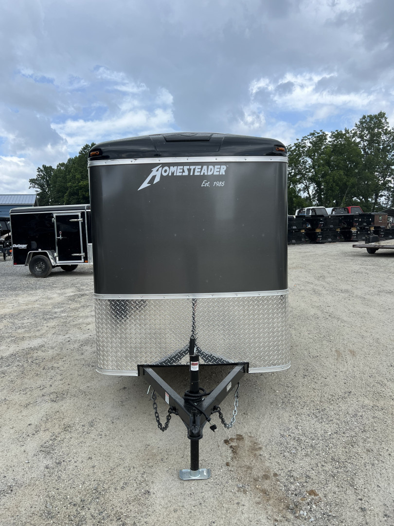 New 2026 Homesteader Trailer / Challenger Series / 5x8 / 5'7" Interior Height / Single Swing Rear Door / 32" Side Door / 24" Stoneguard / .030 Charcoal Gray Aluminum