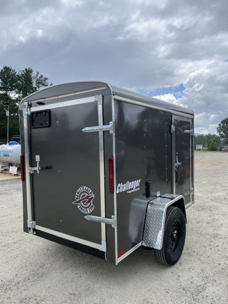 New 2026 Homesteader Trailer / Challenger Series / 5x8 / 5'7" Interior Height / Single Swing Rear Door / 32" Side Door / 24" Stoneguard / .030 Charcoal Gray Aluminum