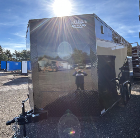 New 2026 Family Trailer 8.5x16 Tandem Axles(5200lbs) Cargo / Enclosed Trailer-Screwless Exterior-Blackout PKG-Rear Spoiler