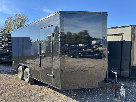 New 2026 Family Trailer 8.5x16 Tandem Axles(5200lbs) Cargo / Enclosed Trailer-Screwless Exterior-Blackout PKG-Rear Spoiler