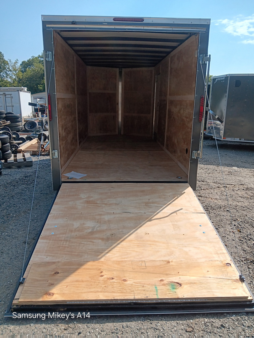 New 2026 HOMESTEADER CARGO TRAILER / INTREPID SERIES / 7'X16' / 7' INTERIOR HEIGHT / 32" SIDE DOOR W/ RV LOCK / RAMPS REAR DOOR / .030 CHARCOAL GRAY ALUMINUM