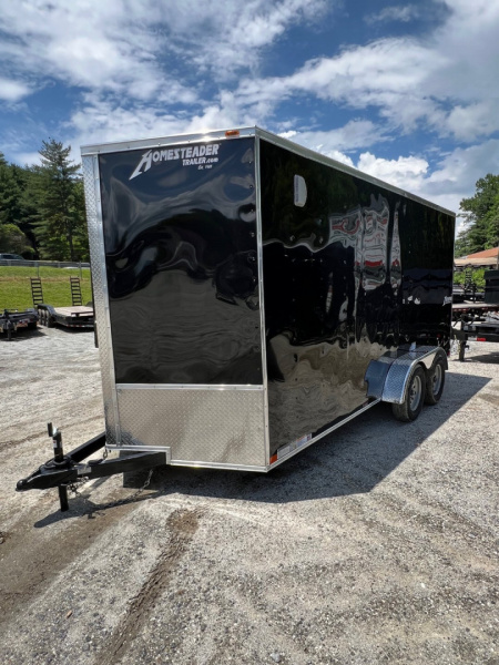 New 2026 HOMESTEADER CARGO TRAILER / INTREPID SERIES / 7'X16' / 7' INTERIOR HEIGHT / 32" SIDE DOOR W/ RV LOCK / RAMPS REAR DOOR / .030 BLACK ALUMINUM