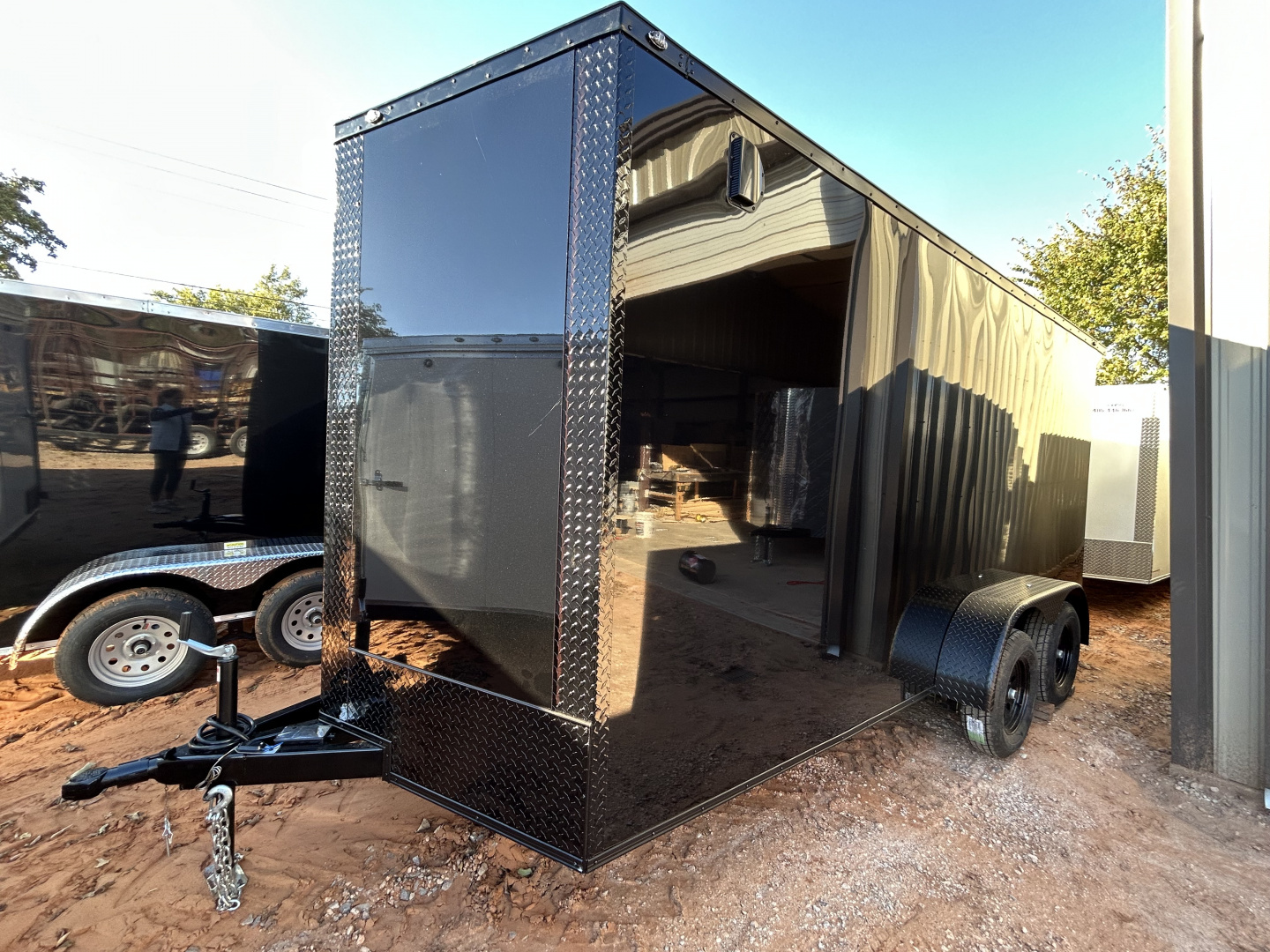 New 2026 Family Trailer 7x16 Tandem Axles Cargo / Enclosed Trailer-Screwless Exterior-Blackout Pkg- Rear Spoiler