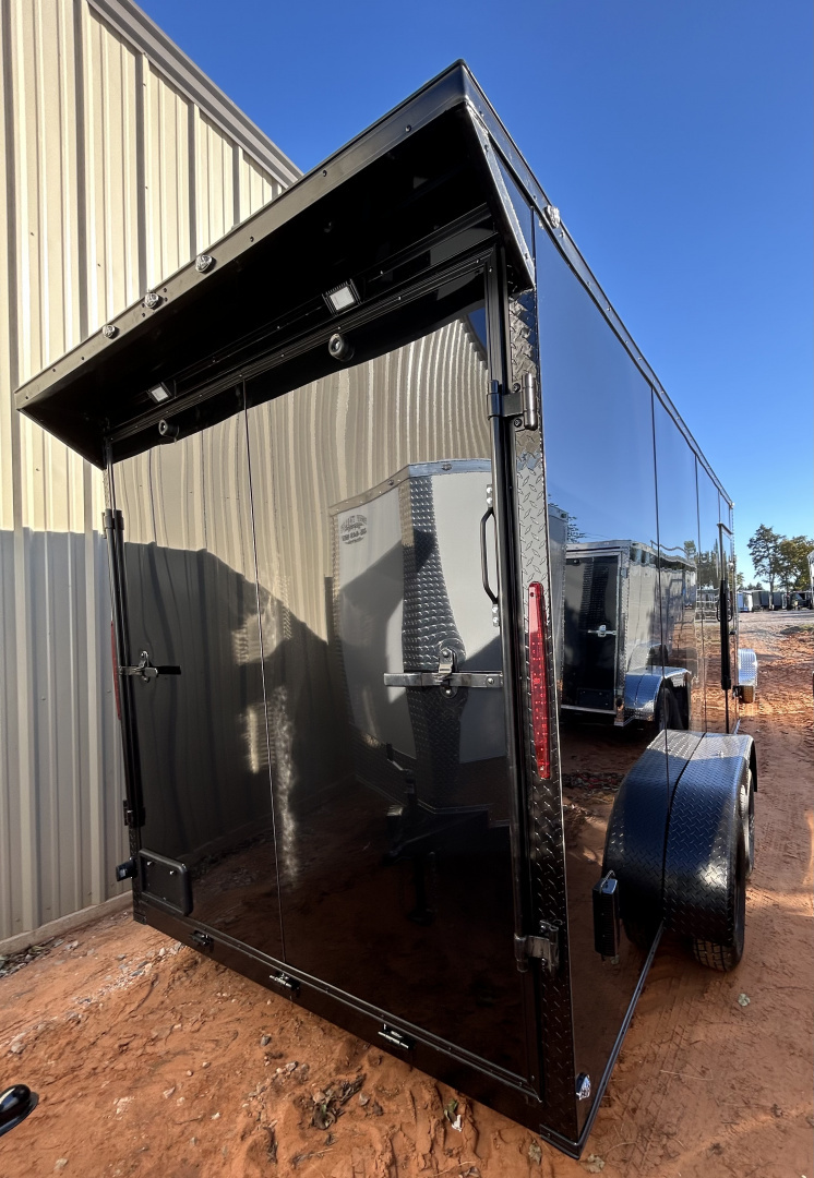 New 2026 Family Trailer 7x16 Tandem Axles Cargo / Enclosed Trailer-Screwless Exterior-Blackout Pkg- Rear Spoiler