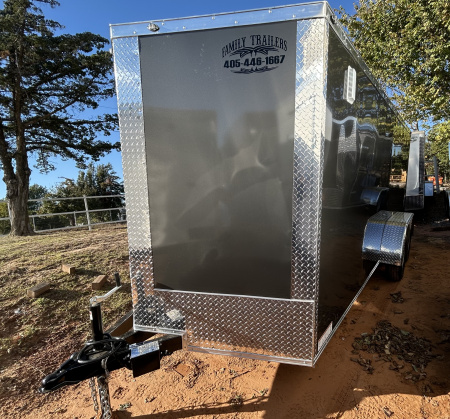 New 2026 Family Trailer 7x16 Tandem Axles Cargo / Enclosed Trailer-Screwless Exterior-Blackout Pkg-Rear Spoiler