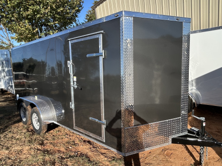 New 2026 Family Trailer 7x16 Tandem Axles Cargo / Enclosed Trailer-Screwless Exterior-Blackout Pkg-Rear Spoiler